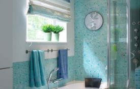 Cozy blue bathroom interior
